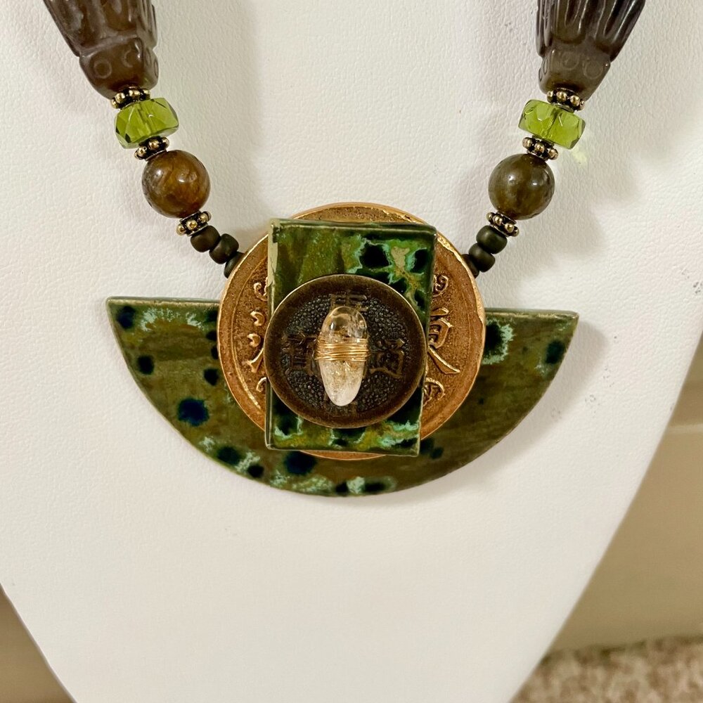 Wearable Art! Handmade Original Carol Kent Necklace and Earrings Set - Picture 4 of 15